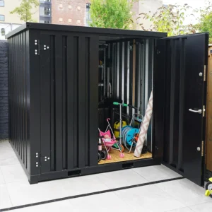 Contenedor desmontable negro 2x2 m con puerta doble